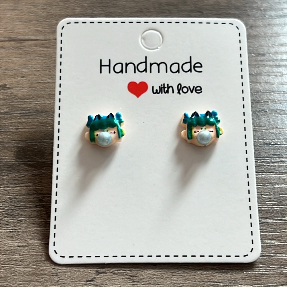 Handmade bubble gum girl earrings